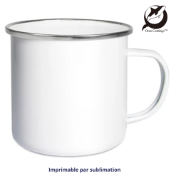 Tasse émaillée blanche Black Orca 18oz