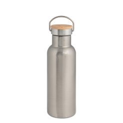 Bouteille isotherme en inox avec couvercle en bambou 500 ml PrintFabrik Grossiste en matériel de sublimation