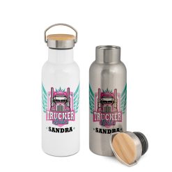 Bouteille isotherme en inox avec couvercle en bambou 500 ml