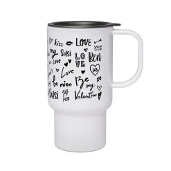 Mug en plastique blanc avec couvercle PrintFabrik Grossiste en matériel de sublimation